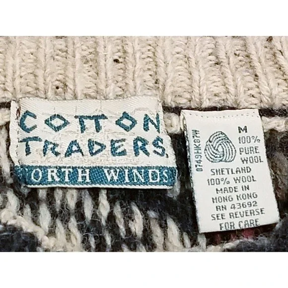 Cotton Traders North Winds Sweater Size Medium Thick Vintage Shetland 100% Wool - Picture 4 of 4